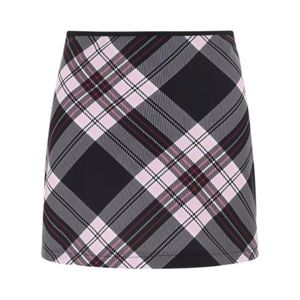 Cider Plaid Mini Skirt Pink and Black. Medium